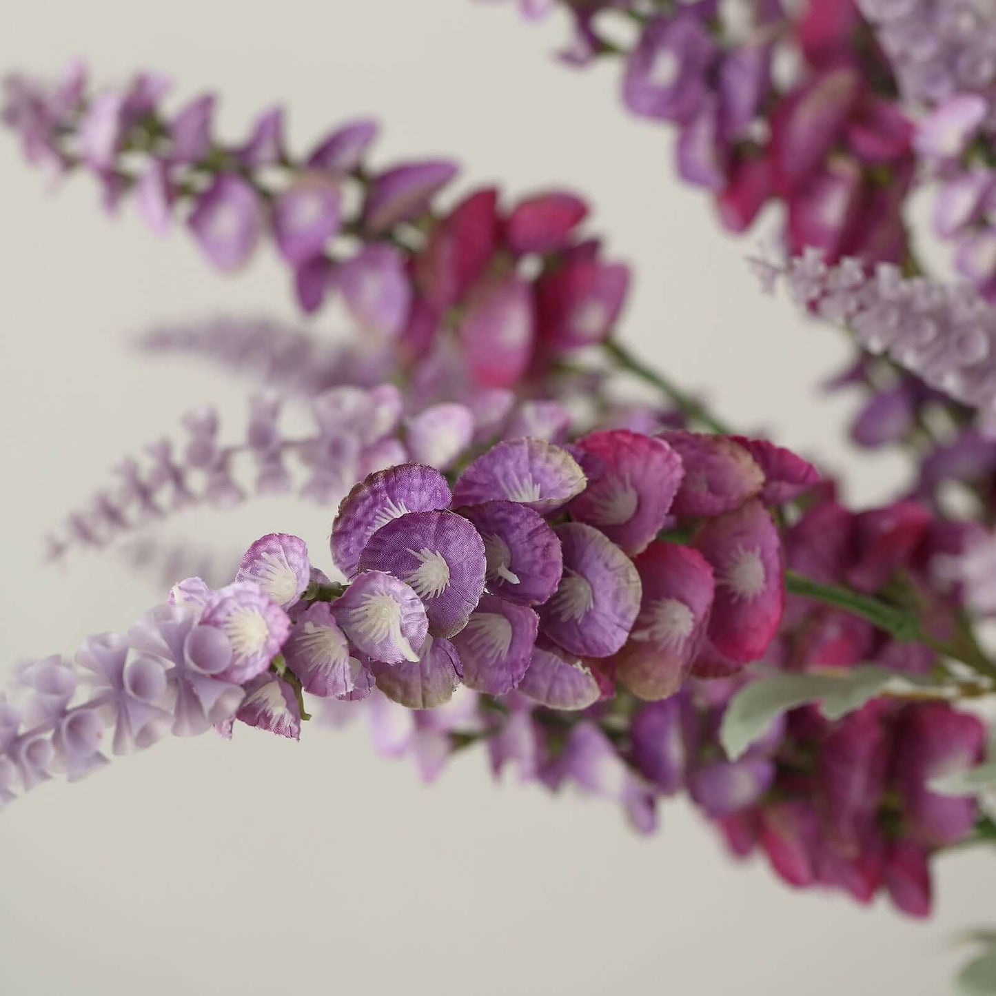 2 Bushes Lavender Lilac Artificial Foxglove Orchid Flower Bouquet Stem - Silk Flower Branch Spray 34"